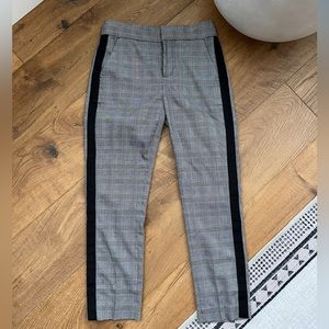 Joie Women’s Plaid Crop Pant, Black Side Stripe, Size 0